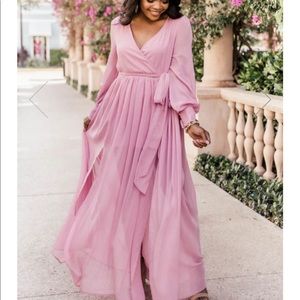 Mauve Maxi Dress w/ Elastic & Ribbon (never worn)